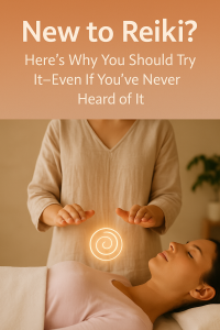 Reiki session in Buffalo, NY by Circle of Life Coaching. Text promotes beginner Reiki benefits